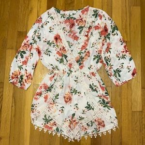 Floral Crochet Romper/Beach Cover